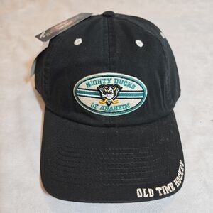 Vintage Black Mighty Ducks of Anaheim Old Time Hockey Adjustable Hat Cap